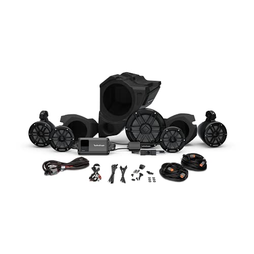Rockford Fosgate RZR14RC-STG4 Audio Kit: Ride Command 2-Way Interface, 800-Watt Amp, M1 Color Optix Multicolor LED Lighted Front, Rear Speakers & Subwoofer for Select RZR Models (2014-2021) Rockford Fosgate RZR14RC-STG4 Audio Kit: Ride Command 2-Way Interface, 800-Watt Amp, M1 Color Optix Multicolor LED Lighted Front, Rear Speakers & Subwoofer for Select RZR Models (2014-2021)